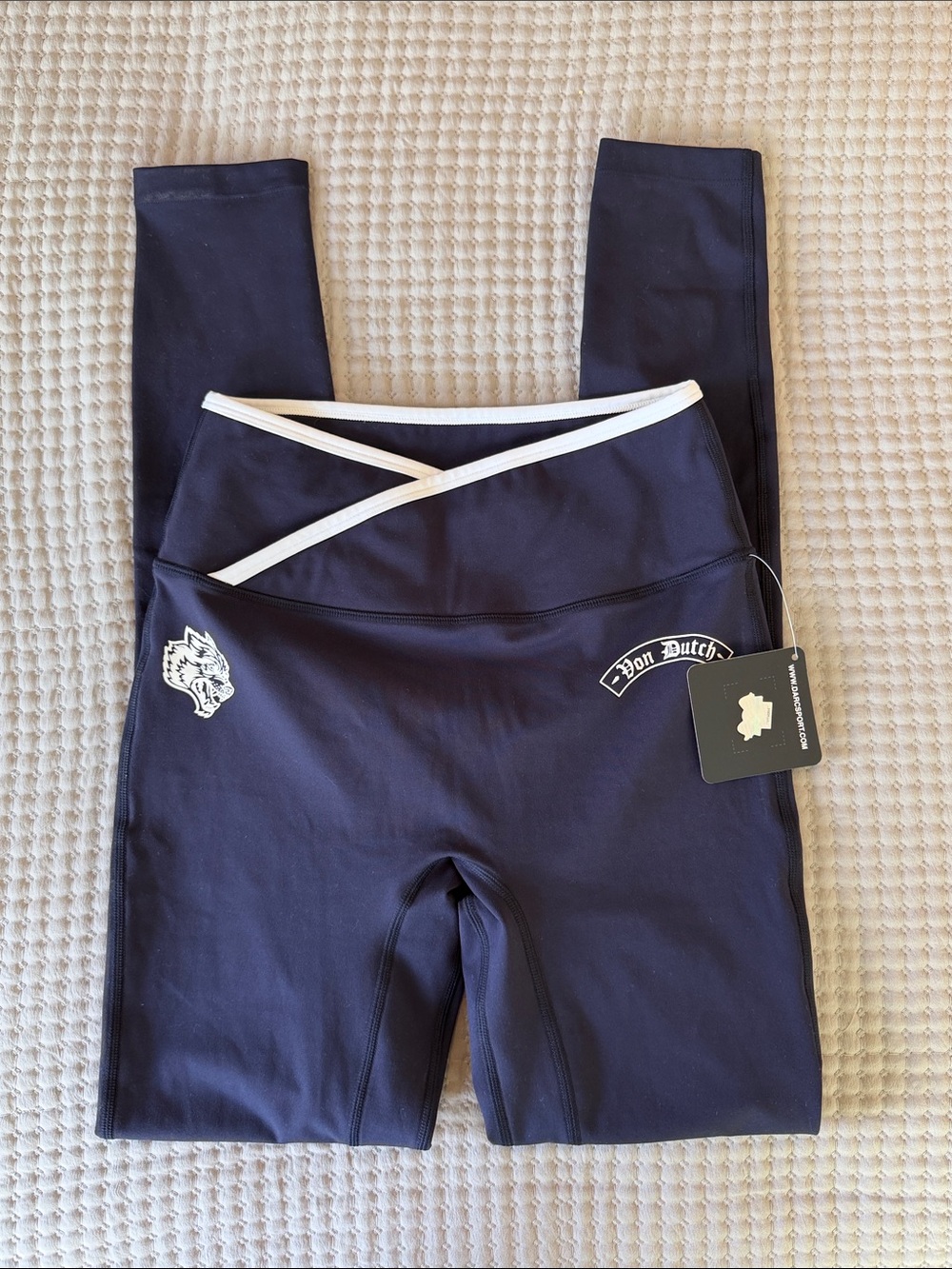 Darc Sport x Von Dutch Navy Athletic Leggings with White Waistband
